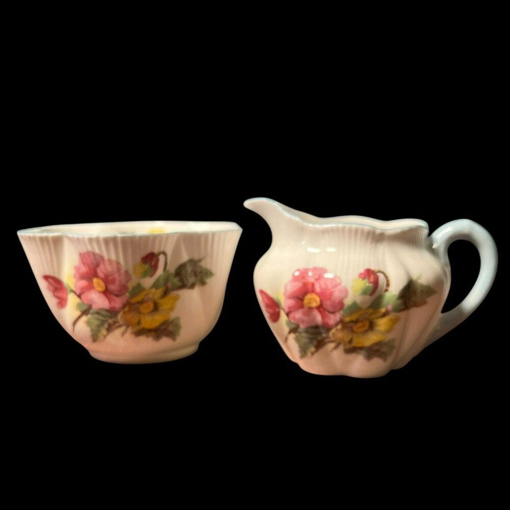 VTG Shelley "Begonia" Fine Bone China Cream and Open Sugar Set (Demi) - #272101